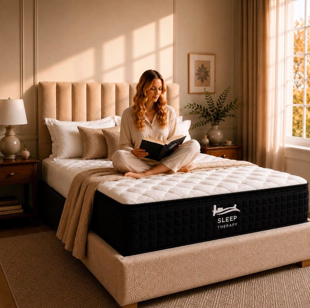 Sunlit Berkshire & Rowe bedroom with Sleep Therapy mattress